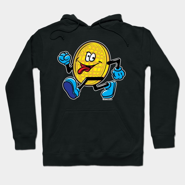 Happy Plain Waffle Mascot strutting Hoodie by eShirtLabs